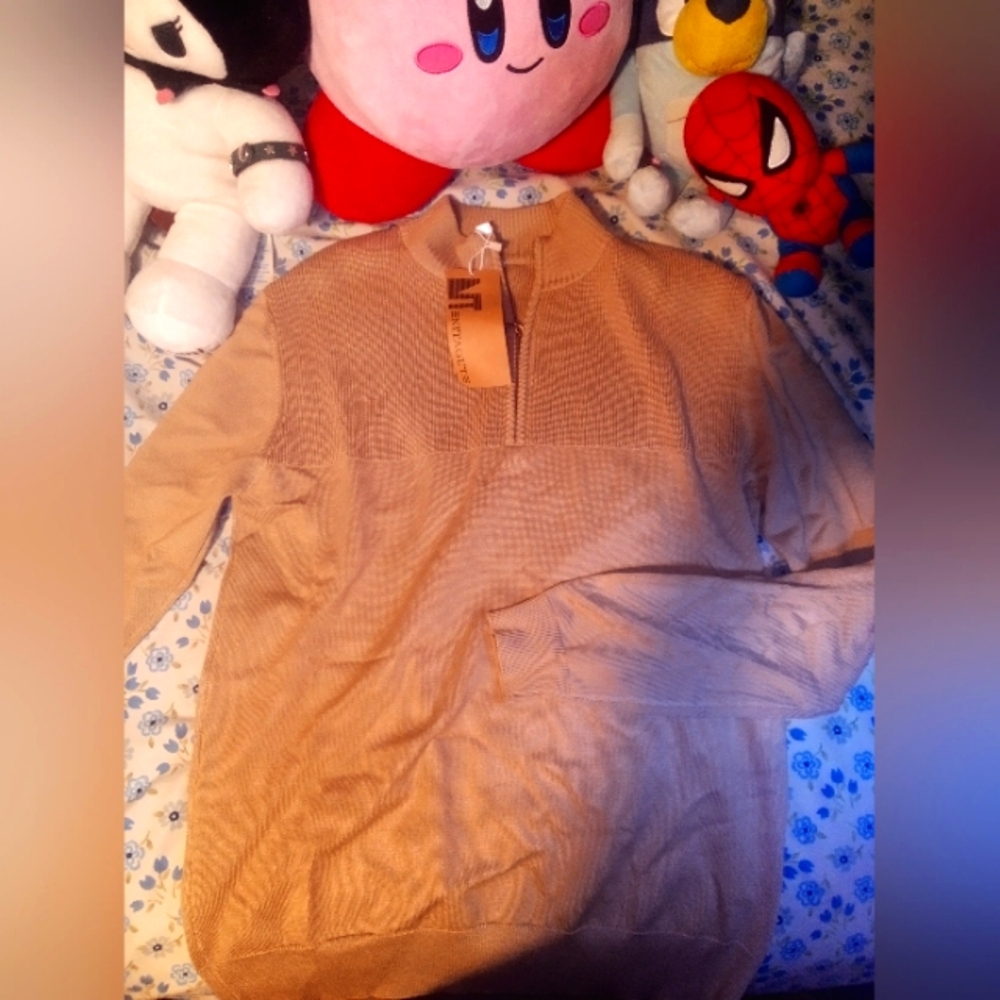 NEW Tan Sweater w/ neck zipper